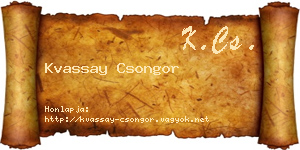 Kvassay Csongor névjegykártya